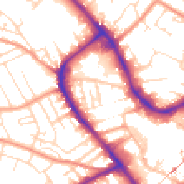Daytime road noise heatmap for NG18 1QF