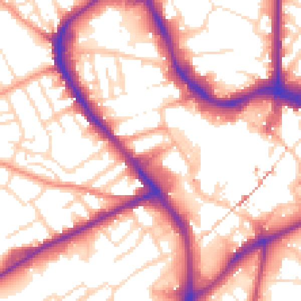 Daytime road noise heatmap for NG18 1QN