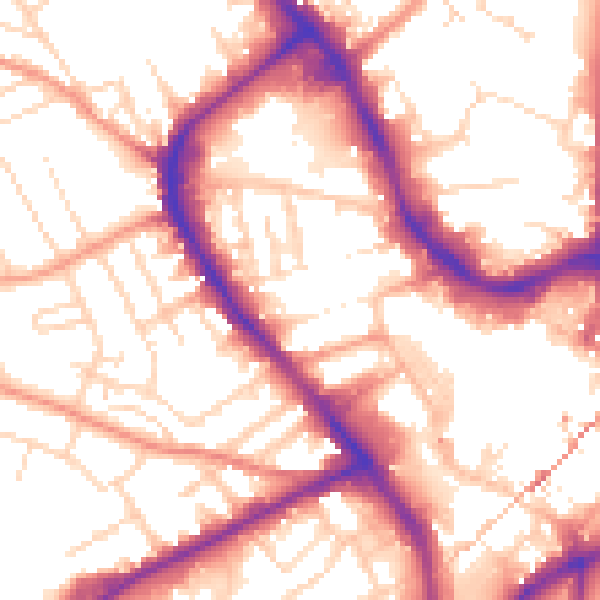 Daytime road noise heatmap for NG18 1QP