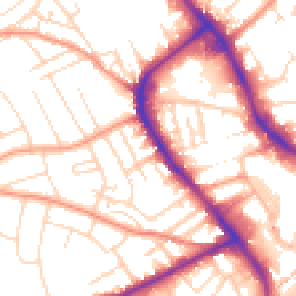 Daytime road noise heatmap for NG18 1RD