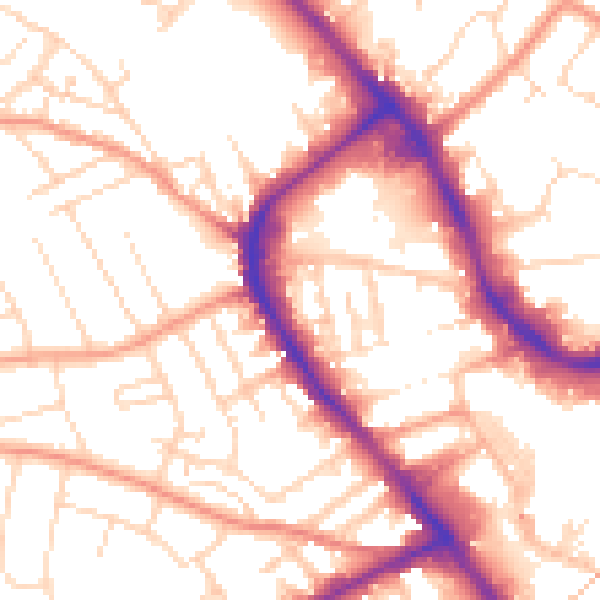 Daytime road noise heatmap for NG18 1TJ