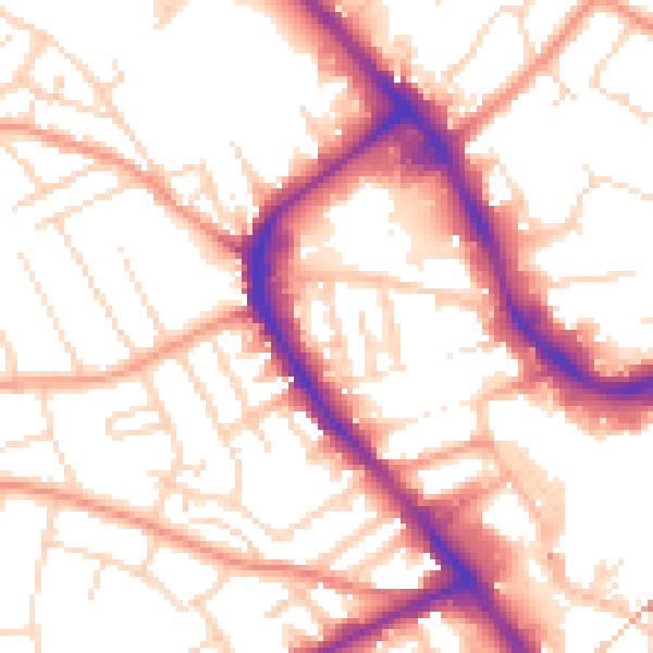 Daytime road noise heatmap for NG18 1TQ