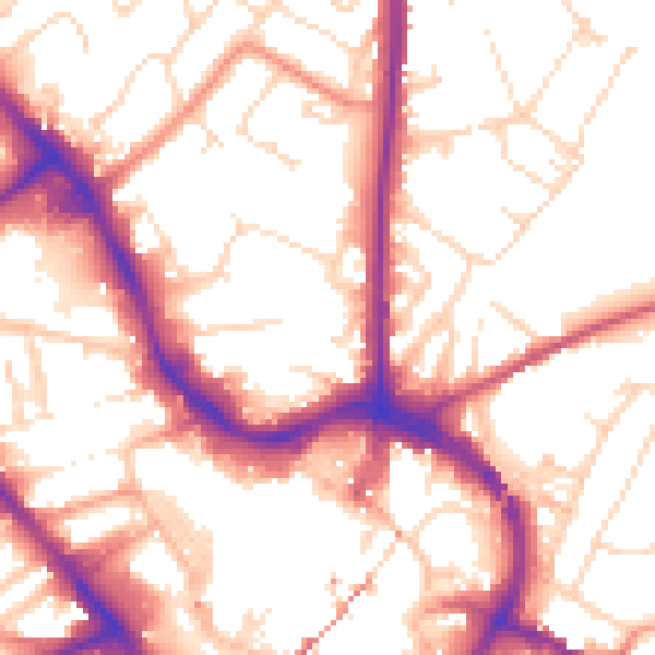 Daytime road noise heatmap for NG18 2AE