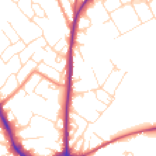 Daytime road noise heatmap for NG18 2AZ