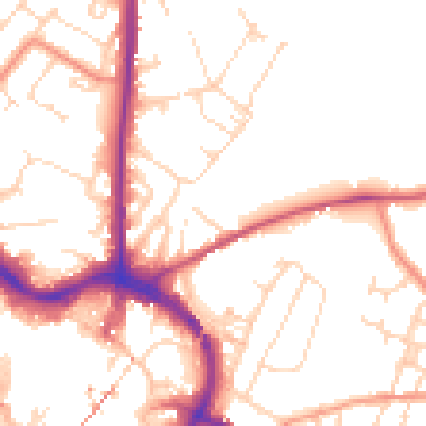 Daytime road noise heatmap for NG18 2BY