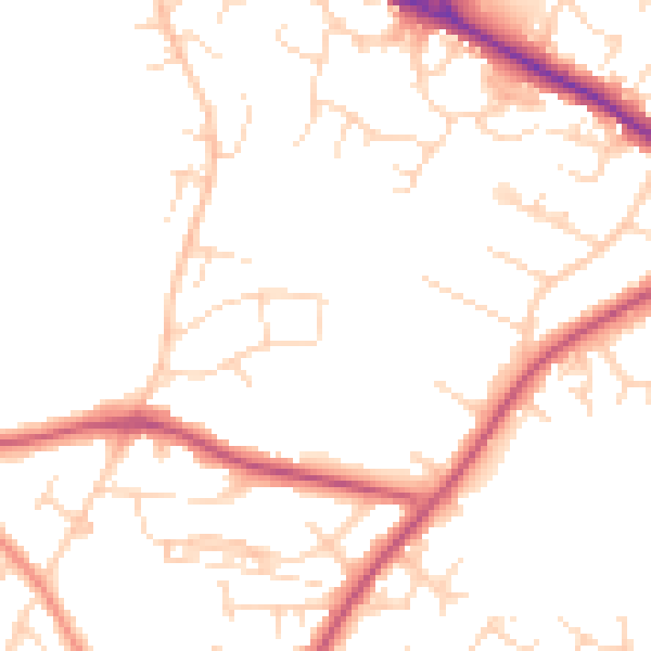 Daytime road noise heatmap for NG18 2DH