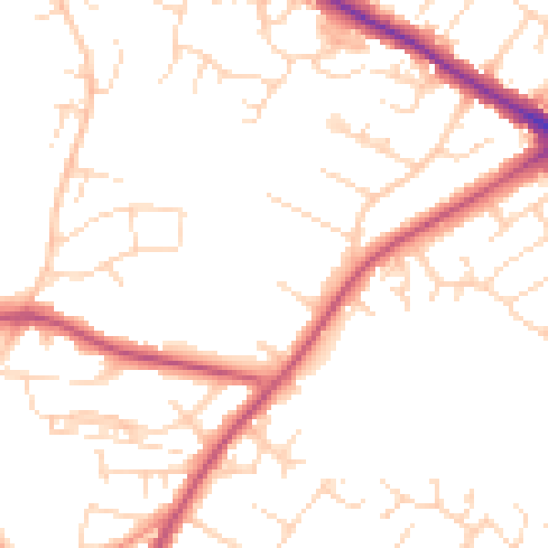 Daytime road noise heatmap for NG18 2EE