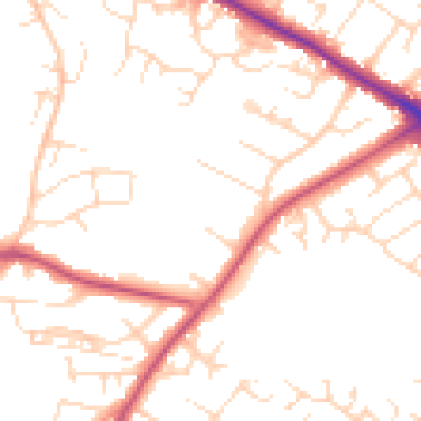Daytime road noise heatmap for NG18 2EH