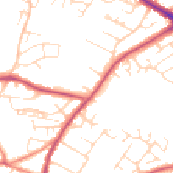 Daytime road noise heatmap for NG18 2EN