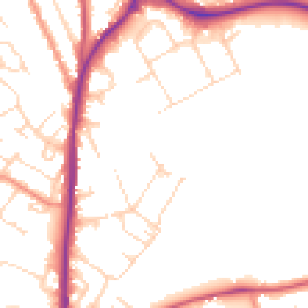 Daytime road noise heatmap for NG18 2EU