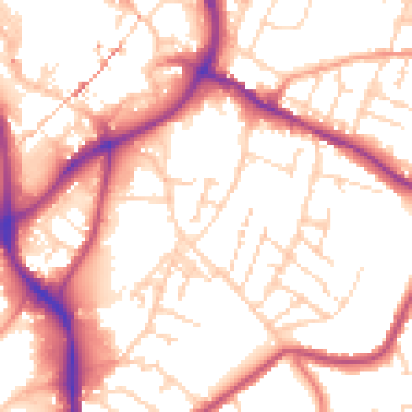 Daytime road noise heatmap for NG18 2FD