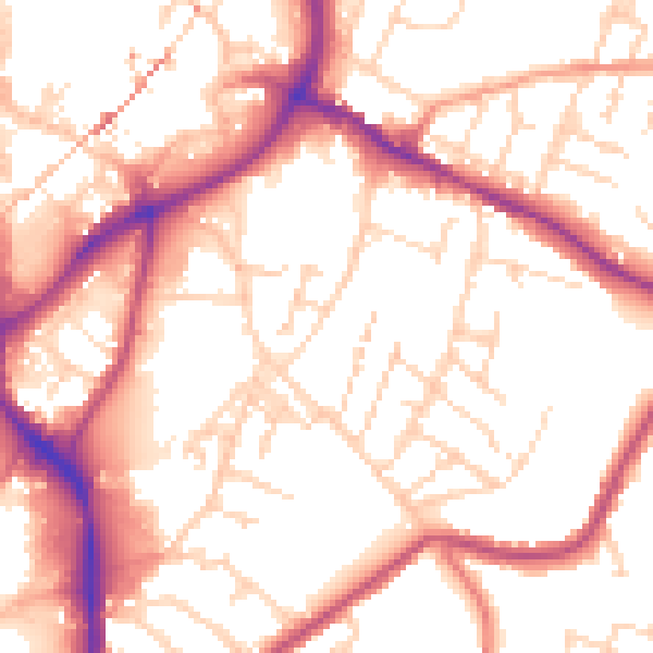 Daytime road noise heatmap for NG18 2FH