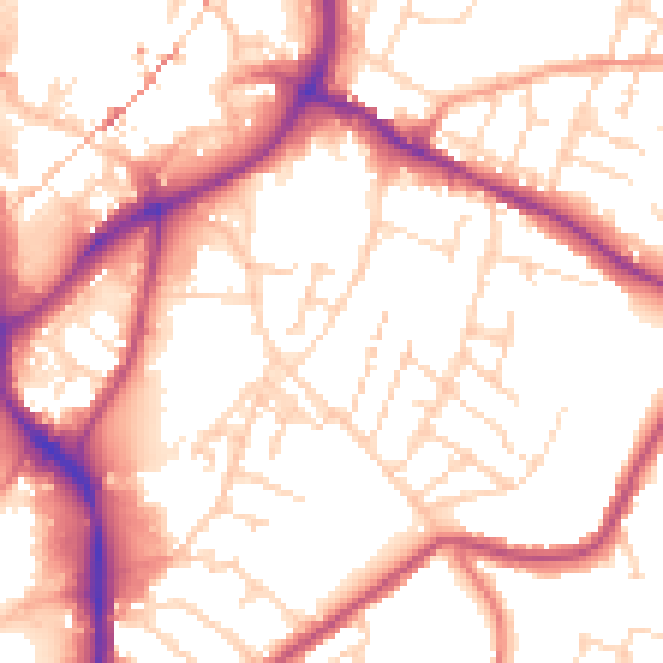 Daytime road noise heatmap for NG18 2FJ