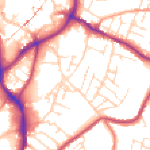 Daytime road noise heatmap for NG18 2FL