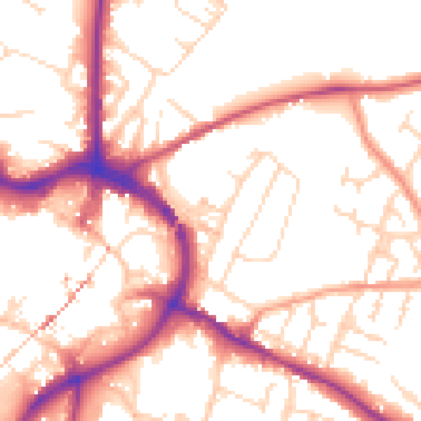 Daytime road noise heatmap for NG18 2HT