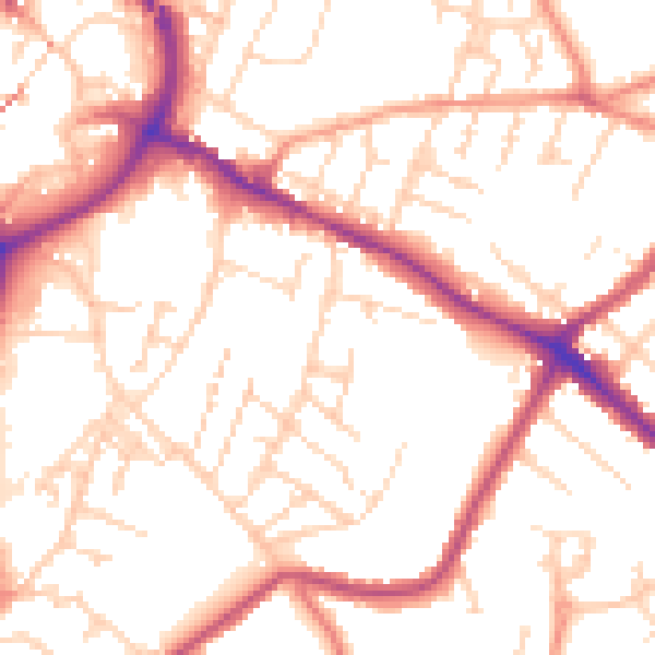 Daytime road noise heatmap for NG18 2JF