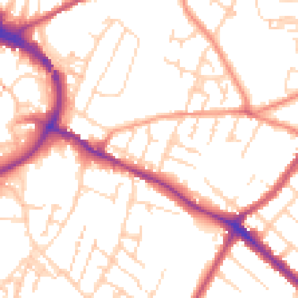 Daytime road noise heatmap for NG18 2LH