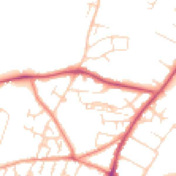 Daytime road noise heatmap for NG18 2NA