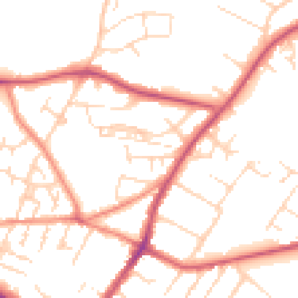 Daytime road noise heatmap for NG18 2NJ