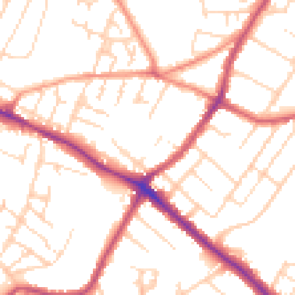 Daytime road noise heatmap for NG18 2PH