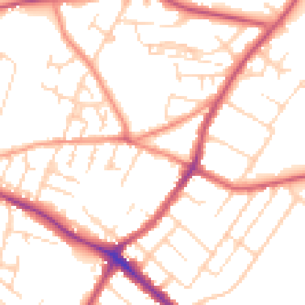 Daytime road noise heatmap for NG18 2PR