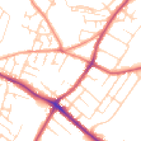 Daytime road noise heatmap for NG18 2PS