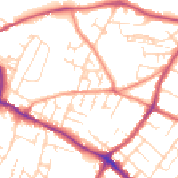 Daytime road noise heatmap for NG18 2QD