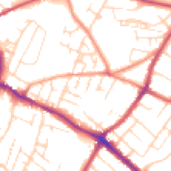 Daytime road noise heatmap for NG18 2QG