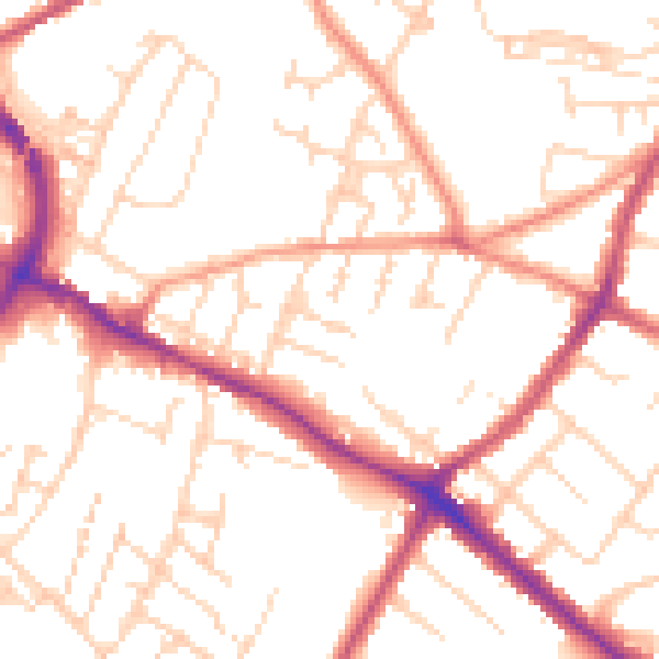 Daytime road noise heatmap for NG18 2QJ