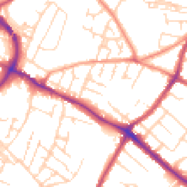 Daytime road noise heatmap for NG18 2QL