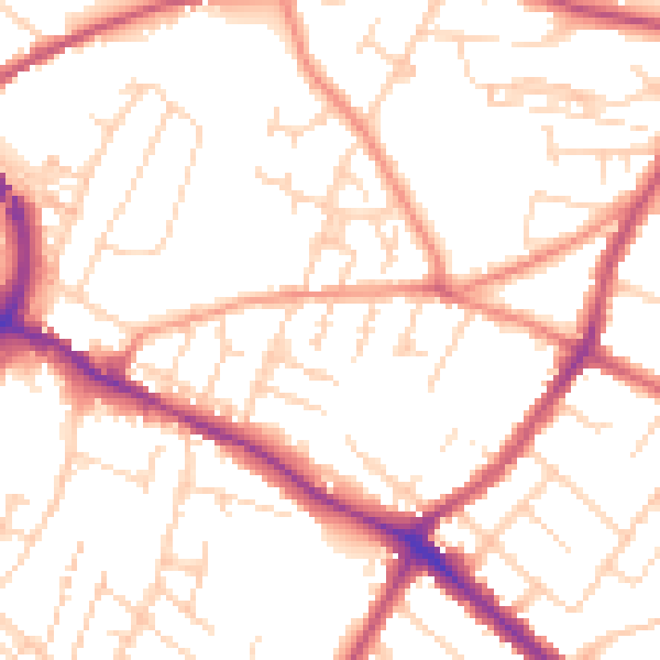 Daytime road noise heatmap for NG18 2QQ