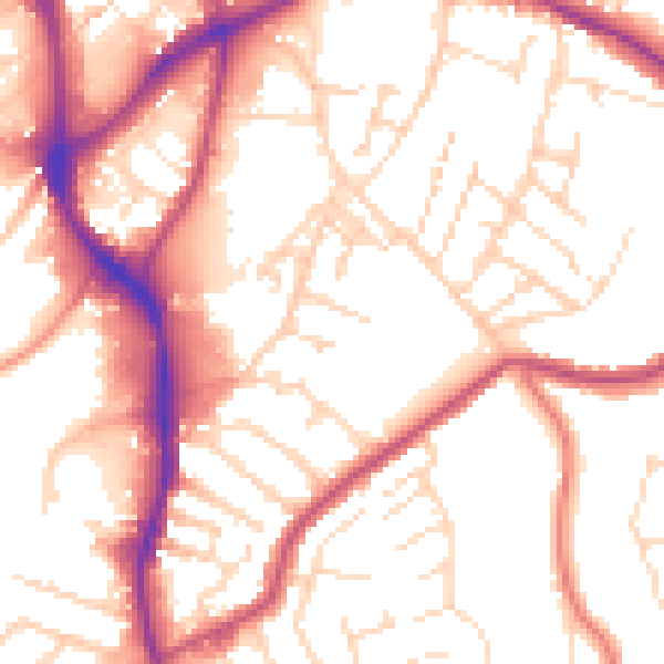Daytime road noise heatmap for NG18 2RD