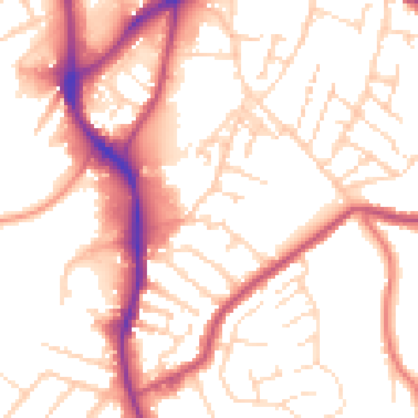 Daytime road noise heatmap for NG18 2RP