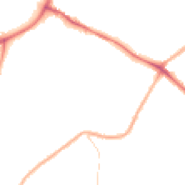 Night-time road noise heatmap for NG18 2SD