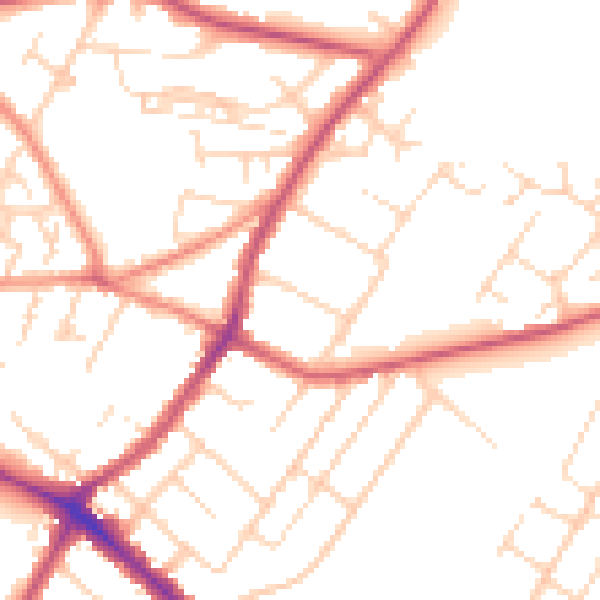 Daytime road noise heatmap for NG18 3AD