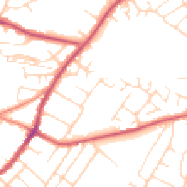 Daytime road noise heatmap for NG18 3AF