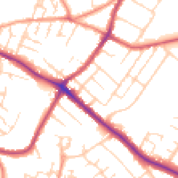 Daytime road noise heatmap for NG18 3AS