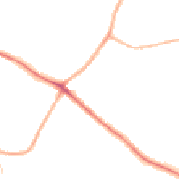 Night-time road noise heatmap for NG18 3AS