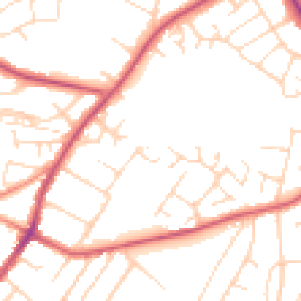 Daytime road noise heatmap for NG18 3BB