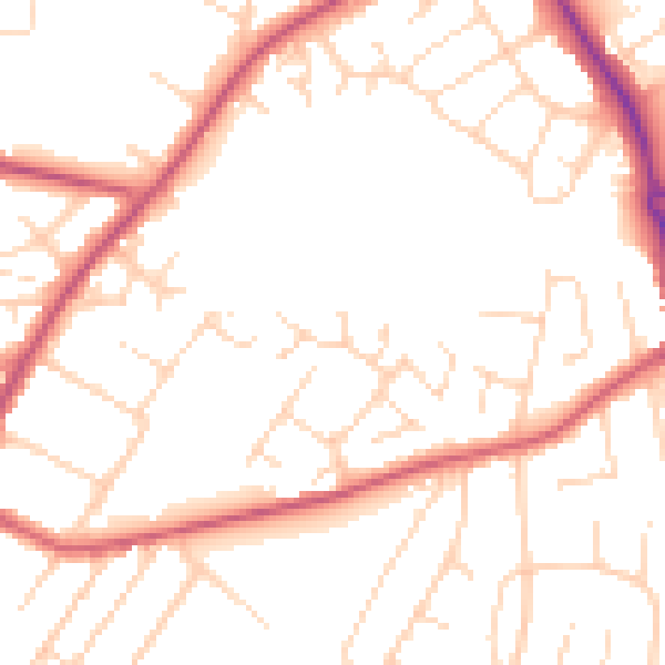 Daytime road noise heatmap for NG18 3BX