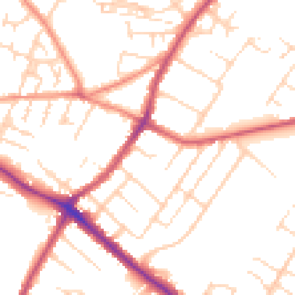 Daytime road noise heatmap for NG18 3DG
