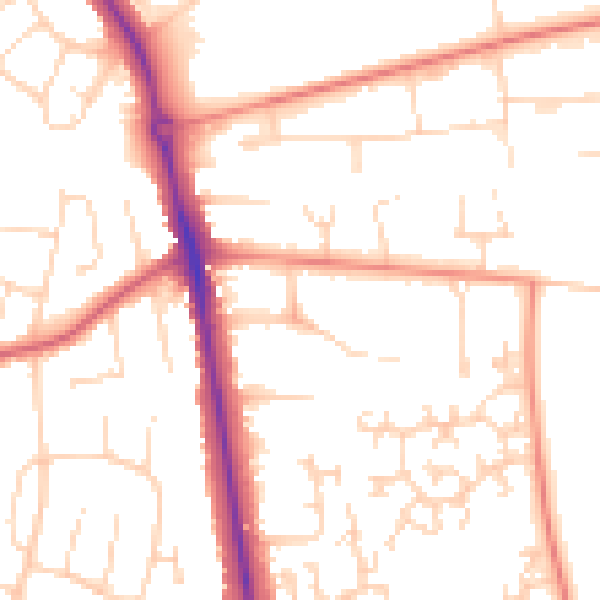 Daytime road noise heatmap for NG18 3ET