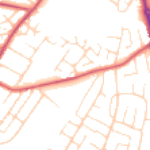 Daytime road noise heatmap for NG18 3FT