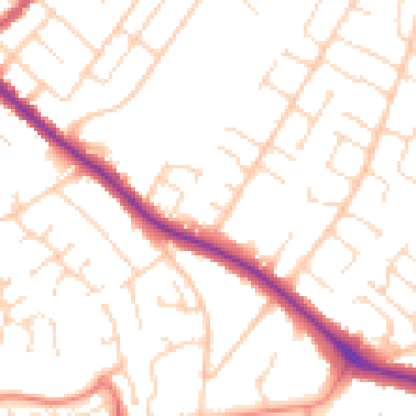 Daytime road noise heatmap for NG18 3GL