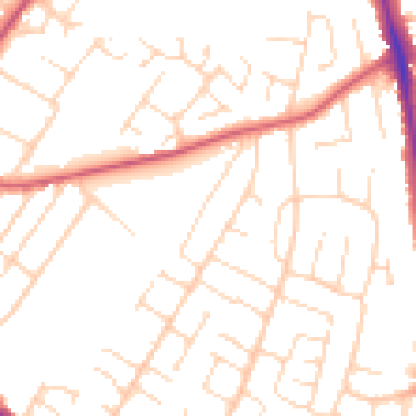 Daytime road noise heatmap for NG18 3JA