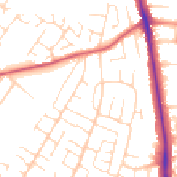 Daytime road noise heatmap for NG18 3JF