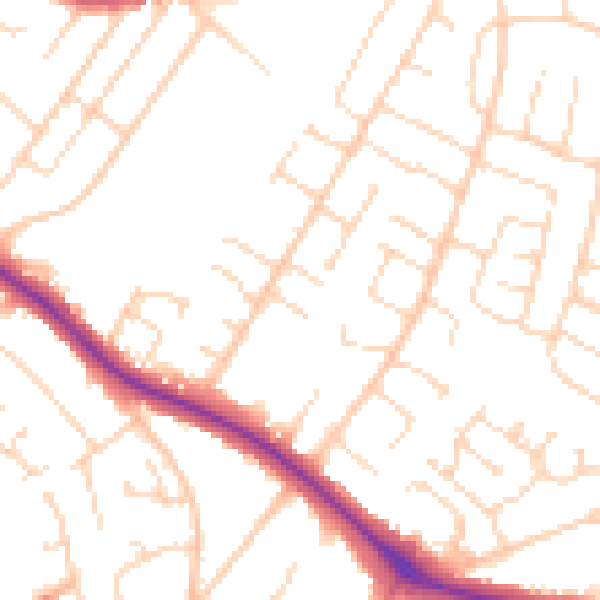 Daytime road noise heatmap for NG18 3JX