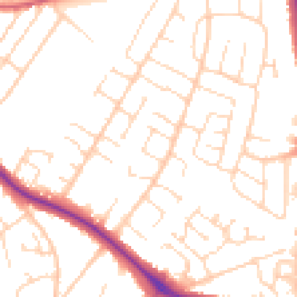 Daytime road noise heatmap for NG18 3LF