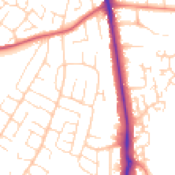 Daytime road noise heatmap for NG18 3LX