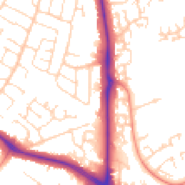 Daytime road noise heatmap for NG18 3NP